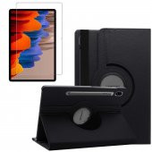 Smody Samsung Galaxy S7 FE SM-T737 Kılıf 360 Dönerli Standlı Kapaklı + Temperli Cam Ekran Koruyucu thumbnail 1