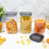 6lı 1,1 Lt Sızdırmaz Kapaklı Vakumlu Kare Erzak Saklama Kabı Seti - 4