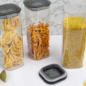 6lı 1,7 Lt Sızdırmaz Kapaklı Vakumlu Kare Erzak Saklama Kabı Seti - 3