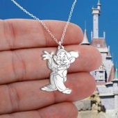 Disney Sevimli Karakterler Gümüş Unisex Hediyelik Kolye - 1