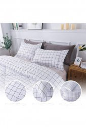 Plaid Nevresim Takımı Çift Kişilik 200x220 - Beyaz - 2