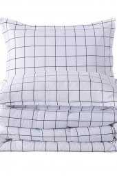 Plaid Nevresim Takımı Çift Kişilik 200x220 - Beyaz - 3