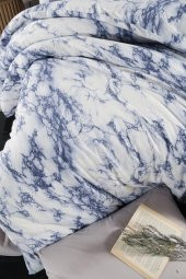 Marble Çift Kişilik Nevresim Takımı 4 Parça 200*220 Mavi - 2