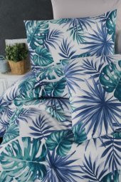 Verde Çift Kişilik Nevresim Takımı Ranforce Pamuk Mavi 200x220 - 2