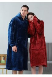 2 Li Wellsoft Kapşonlu Giyilebilir Tv Battaniyesi unisex Over size - 1