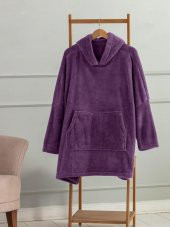 Mulberry Wellsoft Kapşonlu Giyilebilir Tv Battaniyesi unisex Over size - Mor - 1