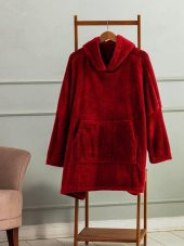 Wellsoft Kapşonlu Giyilebilir Tv Battaniyesi unisex Over size - Kırmızı - 1
