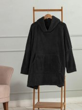 Mulberry Wellsoft Kapşonlu Giyilebilir Tv Battaniyesi unisex Over size - Siyah - 1
