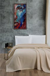 Klimalı Pike ,100 Pamuk Petekli Pike , Dörtmevsim Pike Tek Kişilik 170x240 Krem - 1