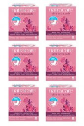 Natracare Organik Ve Doğal Kanatlı Ultra Ekstra Ped Süper 6lı Set - 60 Adet Ped - 1