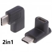 Type C Dişi Erkek 90 Derece Dirsek 2in1 Çevirici Dönüştürücü Adaptör - 1