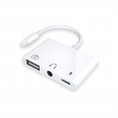 Winex 3in1 Lightning to 3.5mm Aux+UsbA OTG+Lightning Şarj Adaptör Dönüştürücü - 1