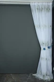 BROIDE KARELİ ÇİÇEK BEYAZ RENK TEK KANAT Hazır dikilmiş Pileli Fon Perde 300*260 cm thumbnail 7