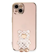 Smcase Apple iPhone 14 Kılıf Standlı Kamera Korumalı Cute Bear Silikon thumbnail 4