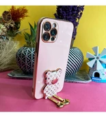 Smcase Apple iPhone 14 Kılıf Standlı Kamera Korumalı Cute Bear Silikon thumbnail 3