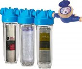 Atlas Şebeke Girişi 3 Aşama Su Arıtma Cihazı Kireç Klor Küf Pas Tortu Tutucu Sistem thumbnail 1