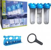 Atlas Şebeke Girişi 3 Aşama Su Arıtma Cihazı Kireç Klor Küf Pas Tortu Tutucu Sistem thumbnail 2