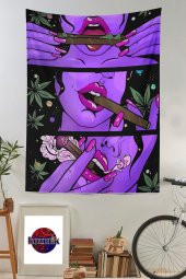 Weed Girl Duvar Örtüsü Kadife Duvar Halısı Tapestry - 1