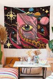 Psychedelic Trip Duvar Örtüsü Saykodelik Kozmik Kadife Duvar Halısı Tapestry - 1