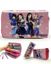 Kalem Kutusu Black Pink Blink Organizer Kalemkutu Vegan Deri Üç Bölmeli Kalemlik - 1