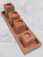 Hobi 90027 Dekoratif Model 90027 Dörtlü Mumluk Set Ahşap HAM MDF El Yapımı - 2