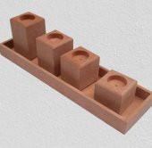 Hobi 90027 Dekoratif Model 90027 Dörtlü Mumluk Set Ahşap HAM MDF El Yapımı - 1