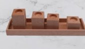 Hobi 90027 Dekoratif Model 90027 Dörtlü Mumluk Set Ahşap HAM MDF El Yapımı - 4