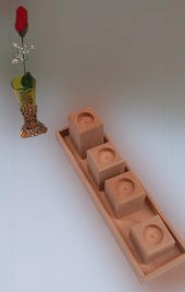 Hobi 90027 Dekoratif Model 90027 Dörtlü Mumluk Set Ahşap HAM MDF El Yapımı - 5