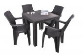 Mandella Elit Rattan 80x80 Nibras Koltuk Masa Takımı Kahverengi - 1
