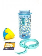 Gıpta Mavi Crystal Tritan Desenli Pipetli Matara suluk  500 ml - 1