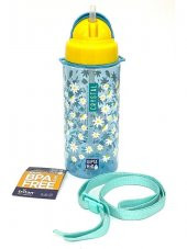 Gıpta Mavi Crystal Tritan Desenli Pipetli Matara suluk  500 ml - 2