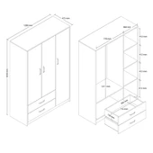 Mezza Grande Modern 3 Kapılı 2 Çekmeceli Gardırop 3508 thumbnail 2