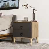 Mezza Versace 2 Çekmeceli Komodin Sepet - Antrasit 3638 thumbnail 1