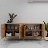 1670 Hera 180 Cm (AHŞAP AYAKLI) Modern Konsol Atlantik Çam thumbnail 5