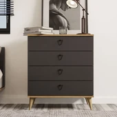 Mezza Versace 4 Çekmeceli Şifonyer Sepet-Antrasit 3618 - 4