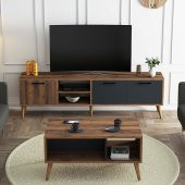 Mezza SET 1581-2070 EXXEN 180 CM TV ÜNİTESİ + EXXEN ORTA SEHPA - HAT-ANTRASİT RENGİ - 1
