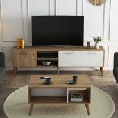 Mezza SET 1585-2074 EXXEN 180 CM TV ÜNİTESİ + EXXEN ORTA SEHPA - SEPET-BEYAZ RENGİ - 1