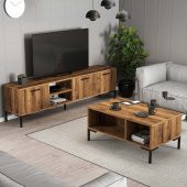 Mezza SET 1592-2082 AURORA 180 CM METAL AYAKLI TV ÜNİTESİ + AURORA ORTA SEHPA - HAT RENGİ - 2