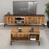 Mezza SET 1592-2082 AURORA 180 CM METAL AYAKLI TV ÜNİTESİ + AURORA ORTA SEHPA - HAT RENGİ - 1