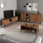 Mezza MEZZA AURORA (METAL AYAKLI) TV ÜNİTESİ - ORTA SEHPA - KONSOL SETİ HAT RENGİ SET 1592-2082-1632 - 2