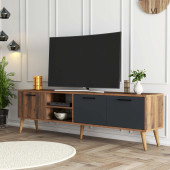Mezza Exxen 180 cm (Ahşap Ayaklı) Tv Ünitesi Hat - Antrasit 1581 - 2