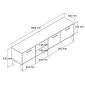 Mezza Exxen 180 cm (Ahşap Ayaklı) Tv Ünitesi Hat Rengi 1583 - 5