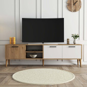 Mezza Exxen 180 cm (Ahşap Ayaklı) Tv Ünitesi Sepet-Beyaz 1585 - 2