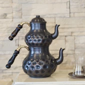 Nusnus Bakır Dilimli Büyük Çaydanlık Siyah No 2 NS-05058 - 2