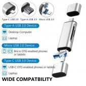 Type C Usb Kart Okuyucu Micro Sd Card Reader Çevirici Dönüştürücü Adaptör - 7