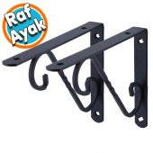 Raf Altı Raf Tutucu Ayak Ferforje Siyah 145 x 195 mm 2 ADET - 1