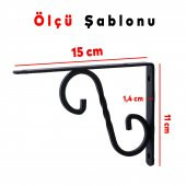 Raf Altı Raf Tutucu Ayak Ferforje Siyah 150x110 mm 2 ADET thumbnail 2