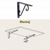 Raf Altı Raf Tutucu Ayak Ferforje Siyah 150x110 mm 2 ADET thumbnail 5