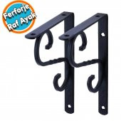 Raf Altı Raf Tutucu Ayak Ferforje Siyah 150x110 mm 2 ADET thumbnail 1