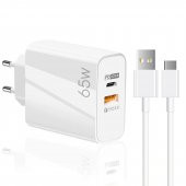 Winex 65W UsbA PD33W Quick Charger 3.0 UsbA to Type-C 3m Kablolu Hızlı Şarj Aleti Set - 1